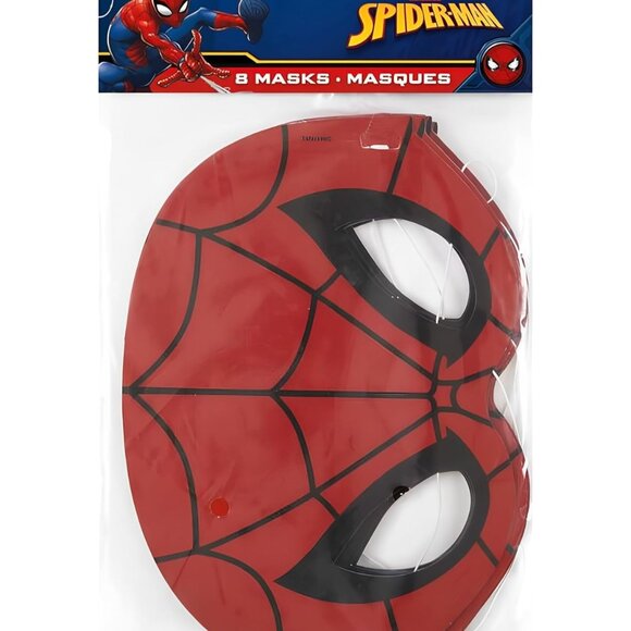 Unique Spider-Man Birthday Party Masks, 8-Pack - Child-Size Red Paper Masks with - Picture 2 of 4